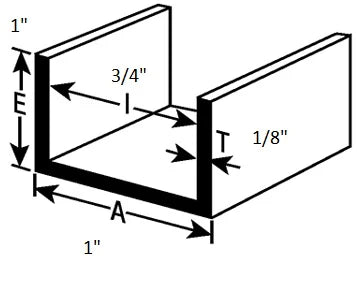 Brushed Finish U-Channel, 1" Depth, 144" Length
