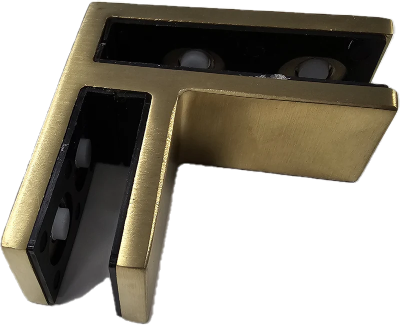 Brushed Gold 90-Degree Slim Glass Clamp For 3/8"-1/2" Glass SS316