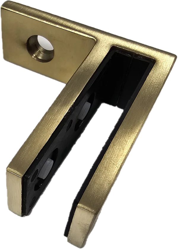 Brushed Gold Stainless Slim Wall To Glass Clamp For 3/8"-1/2" Glass
