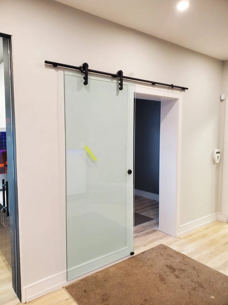 Matte Black Wall-Mounted Roller Sliding System