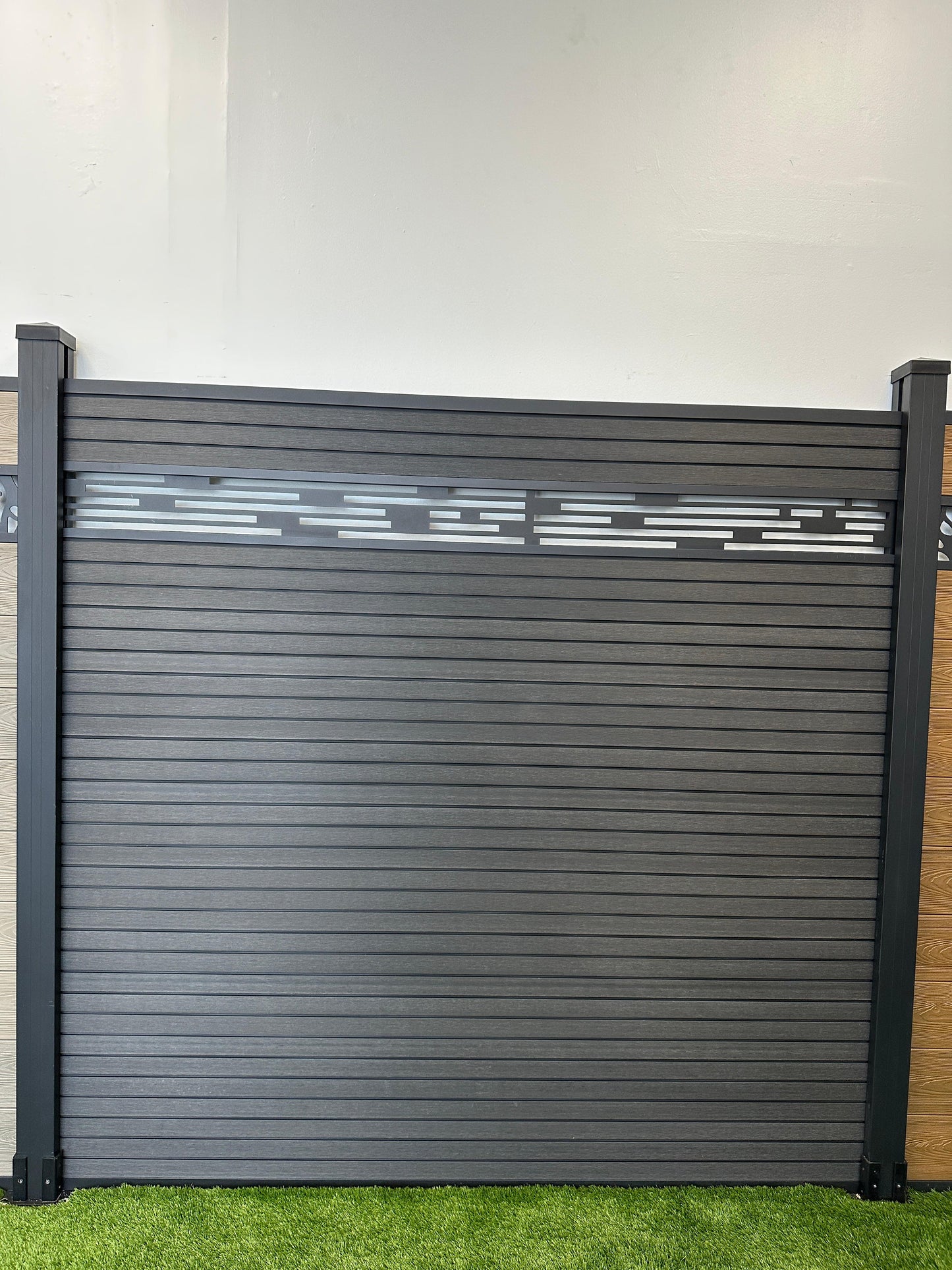 Dark Grey Composite Panel With Decorative Fencing at Top