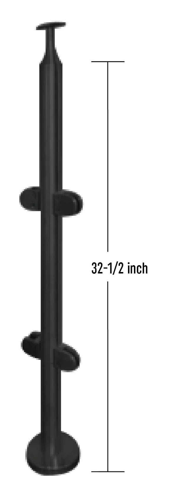 Black Round Stainless Steel 36" Inline SS316
