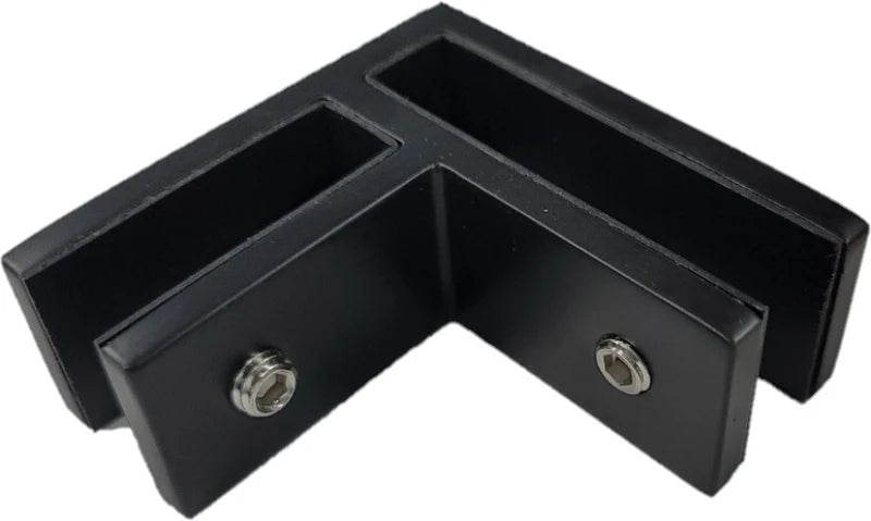 Matte Black 90-Degree Slim Glass Clamp for 3/8" to 1/2" Glass, SS316