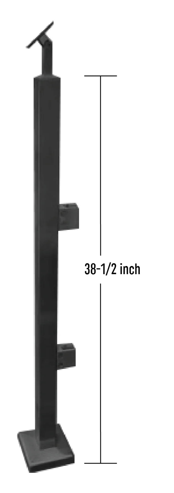 Black Square Stainless Steel Post End Height- 42" SS316