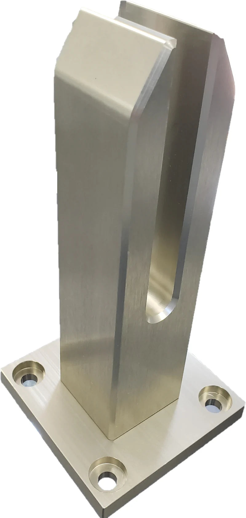 Brushed Aluminum 8" Square Surface Mount Spigot For 3/8"-1/2" Glass