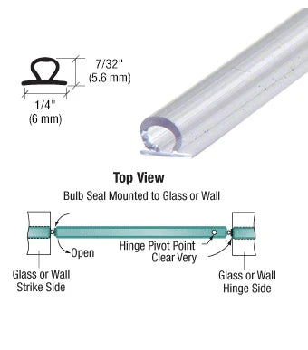 Translucent Vinyl Bulb Seal 7/32" Gap with Pre-Applied Tape 95"