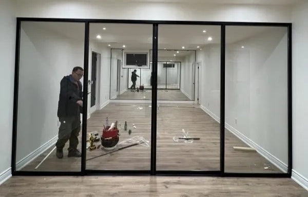 Interior Sliding Kit 8ft x 8ft White Frame 6mm Tempered Glass