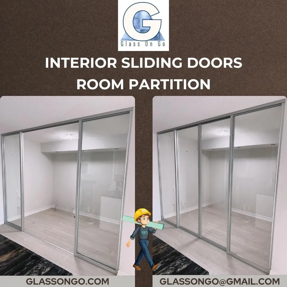 Interior Sliding Kit 8ft x 8ft White Frame 6mm Tempered Glass