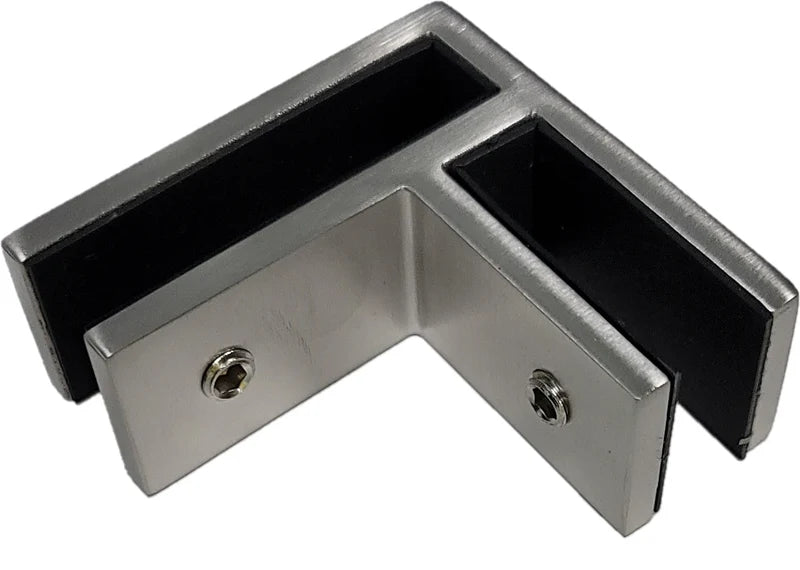 Stainless 90-Degree Slim Glass Clamp For 3/8"-1/2" Glass SS316