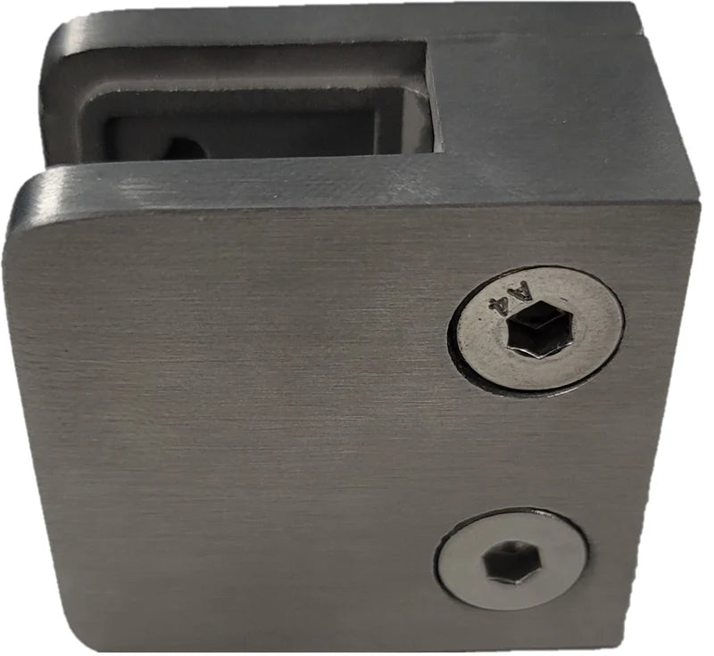 Brushed Stainless Small Square Glass Clamp For Flat Surface/Post SS316
