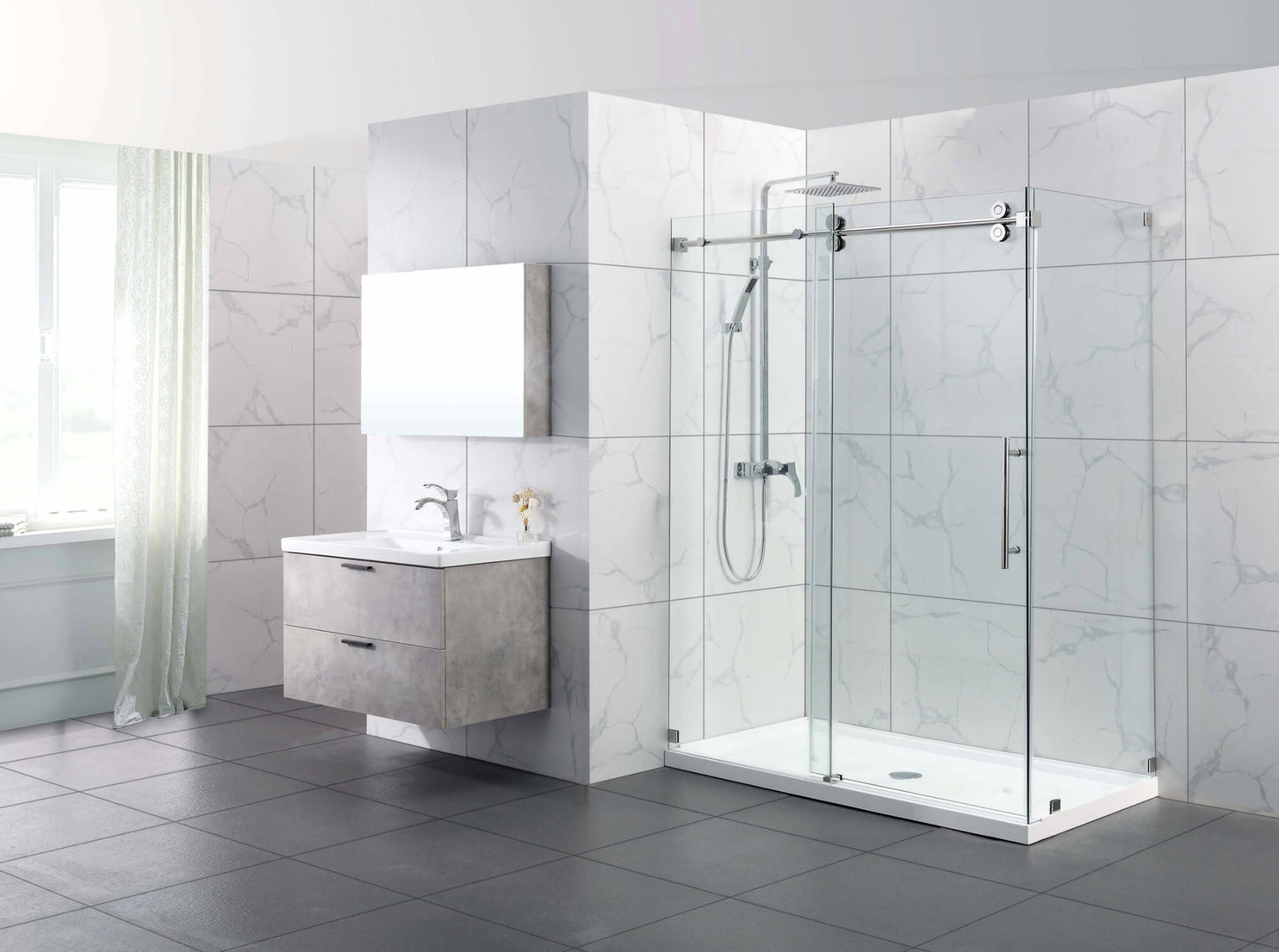 GSLDCOR603076 Corner Shower Single Door With Return Panel