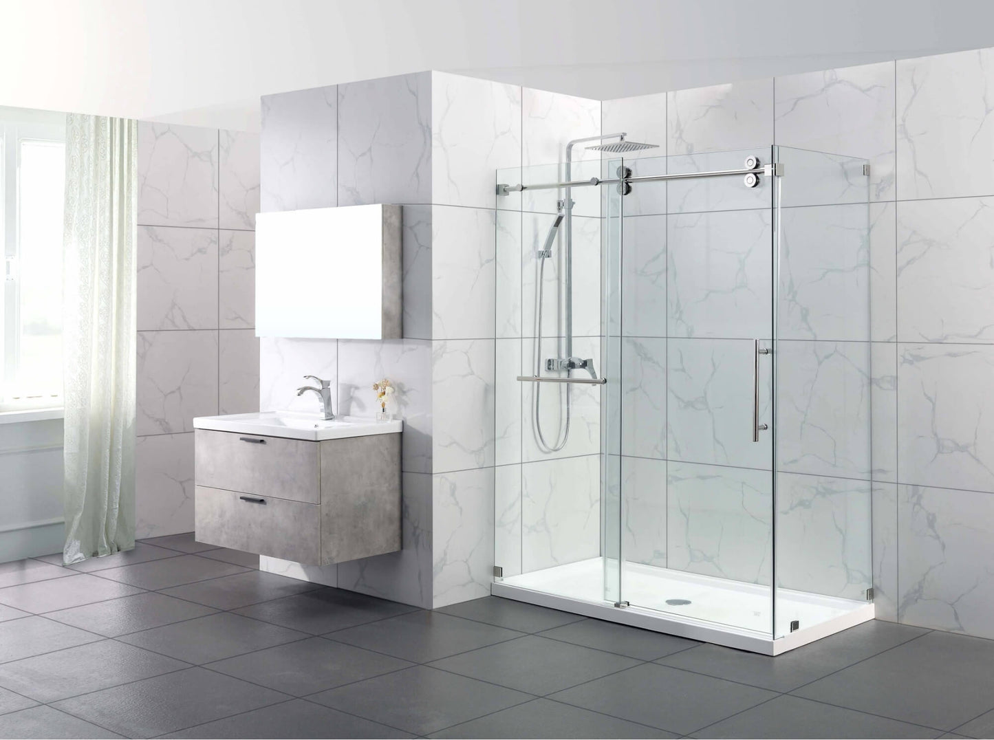 GSLDCOR603076 Corner Shower Single Door With Return Panel