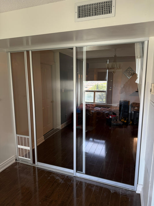 Interior Sliding Kit 8ft x 8ft White Frame 6mm Tempered Glass