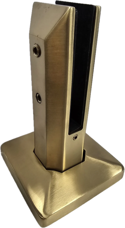 Brushed Gold Square Surface Mount Spigot 6" With Cover SS2205 For 3/8"-1/2" Glass