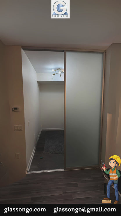 Interior Sliding Kit 8ft x 8ft White Frame 6mm Tempered Glass