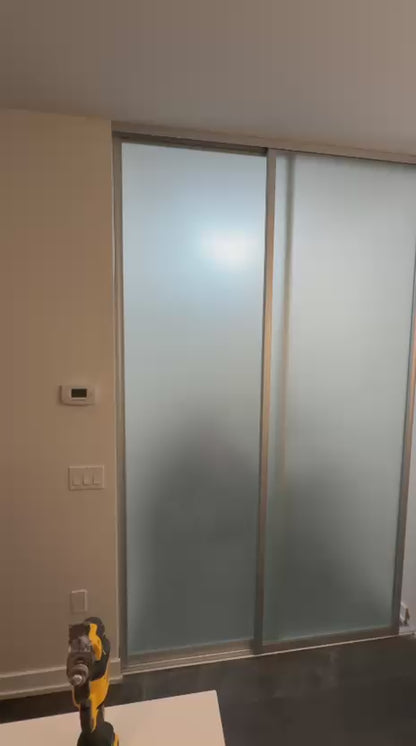 Interior Sliding Kit 8ft x 8ft White Frame 6mm Tempered Glass