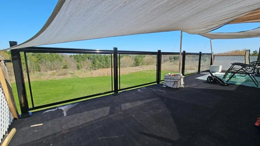 Aluminum Glass Railing With Black Post