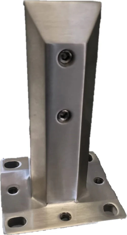 Large Square Surface Mount Spigot 8" With Cover SS2205 For 3/8"-1/2" Glass